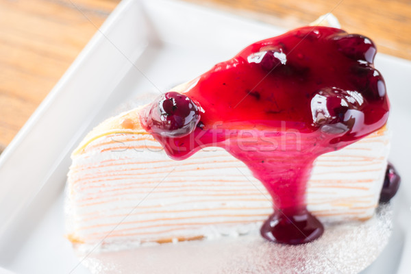 Gyönyörű házi készítésű áfonya crepe torta stock Stock fotó © nalinratphi