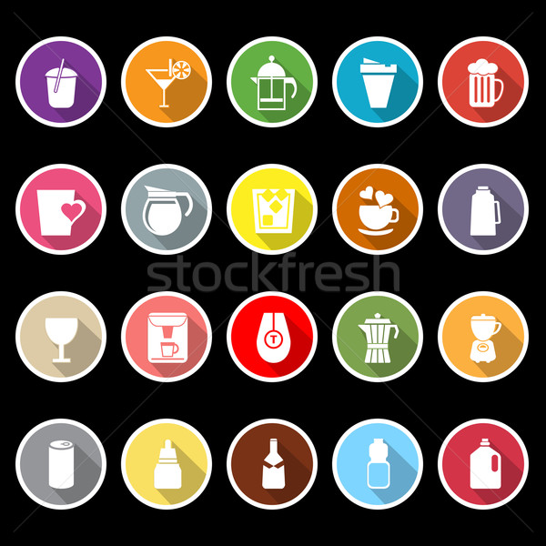 Variety drink icons with long shadow Stock photo © nalinratphi