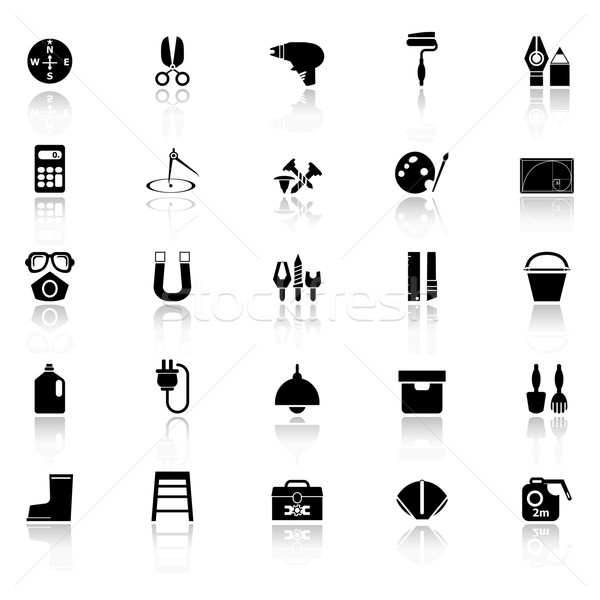 DIY tool icons with reflect on white background Stock photo © nalinratphi