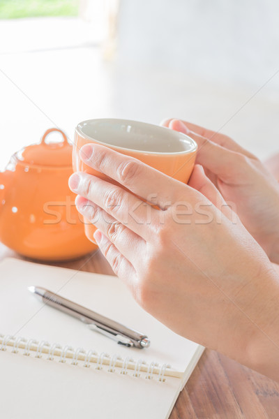 手 ホールド ホット 茶碗 在庫 写真 ストックフォト © nalinratphi