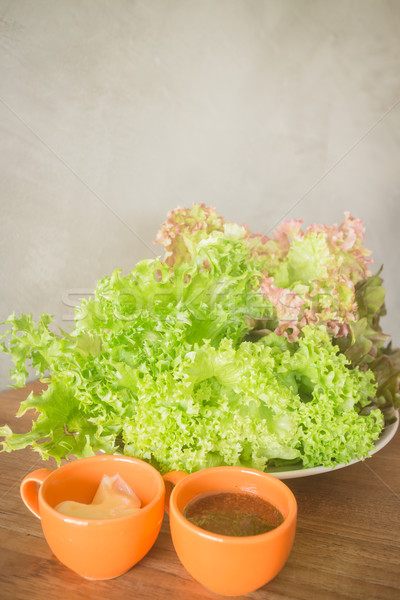 Fresh organic salad meal with dressing Stock photo © nalinratphi