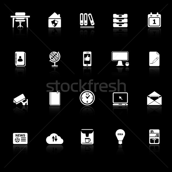 Bureau à domicile icônes noir stock vecteur papier [[stock_photo]] © nalinratphi