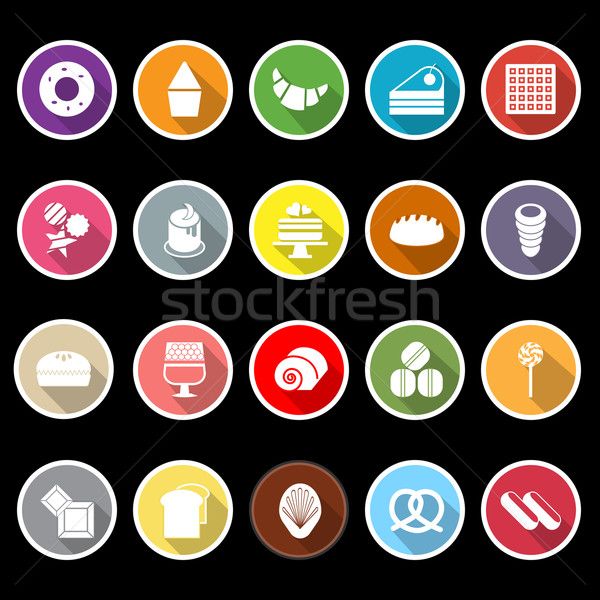 Variety bakery flat icons with long shadow Stock photo © nalinratphi