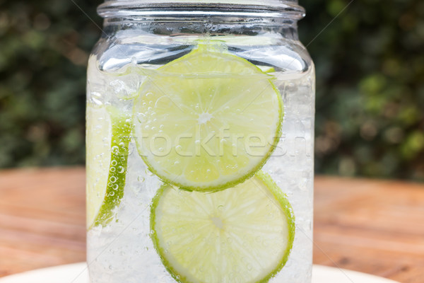 Close-up glass of iced lime soda drink Stock photo © nalinratphi