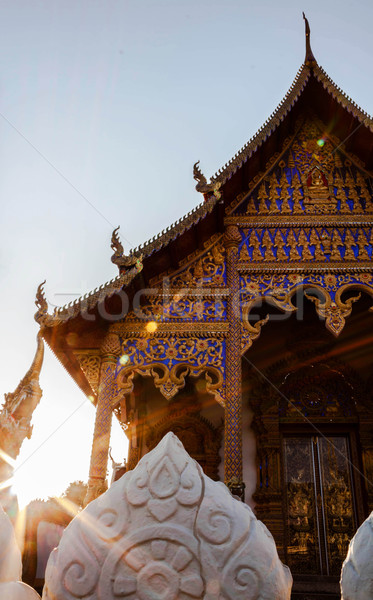 Ancient buddhist temple in northern thailand with sun light Stock photo © nalinratphi