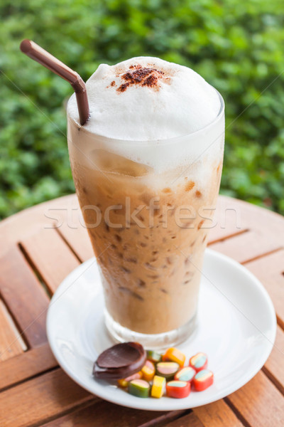 Refreshing iced milk espresso and some sweet Stock photo © nalinratphi