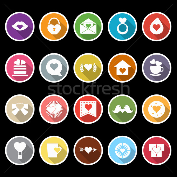 Stock photo: Heart element icons with long shadow