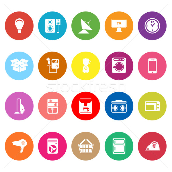 Home related flat icons on white background Stock photo © nalinratphi