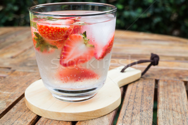 Close-up glass of strawberry infused water Stock photo © nalinratphi