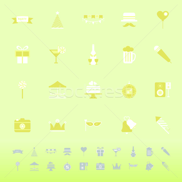 Party time color icons on green background Stock photo © nalinratphi