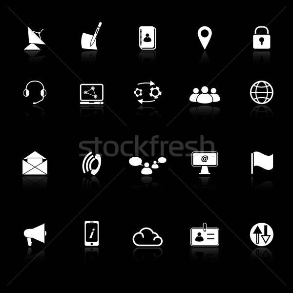 Foto stock: Comunicação · ícones · preto · estoque · vetor · negócio