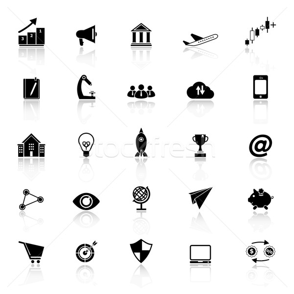 Startup business icons with reflect on white background Stock photo © nalinratphi