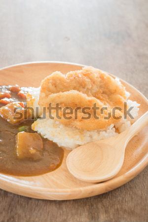 Stock photo: Curry rice with fried pork