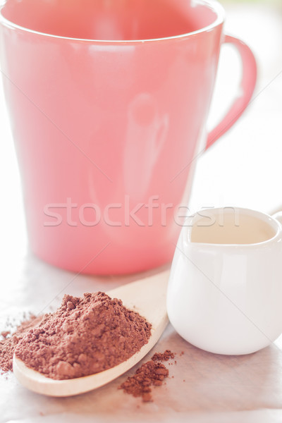 Set of making hot chocolate drink Stock photo © nalinratphi