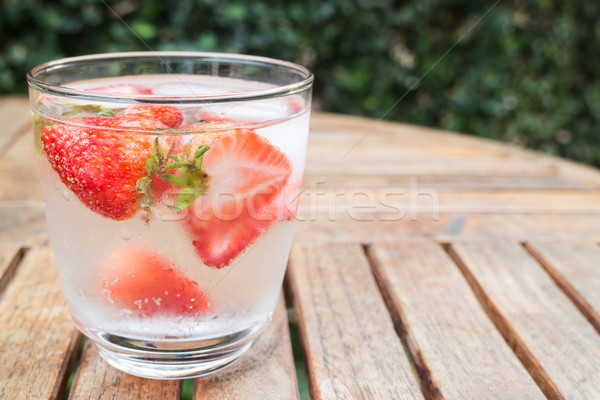 Close-up glass of strawberry infused water Stock photo © nalinratphi