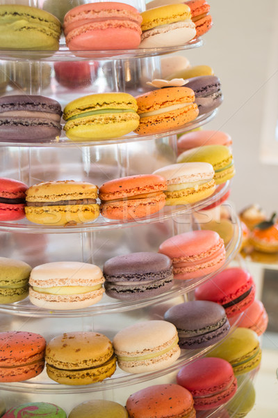 Cake macaron, macaroon or colorful almond cookies Stock photo © nalinratphi