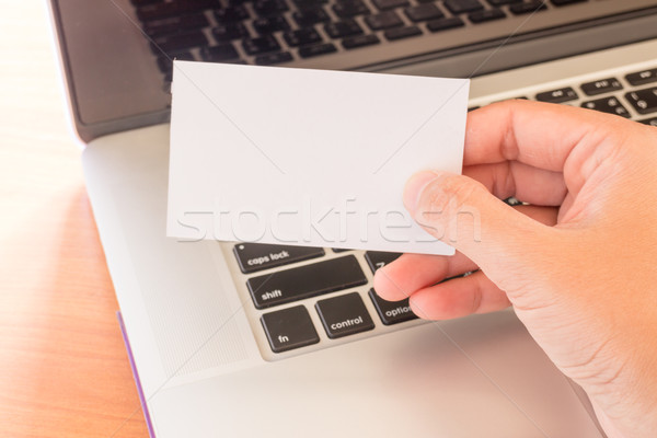 Eenvoudig freelance werk tabel laptop voorraad Stockfoto © nalinratphi