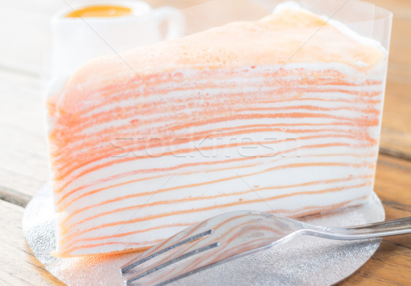 Házi készítésű crepe torta narancs mártás stock Stock fotó © nalinratphi