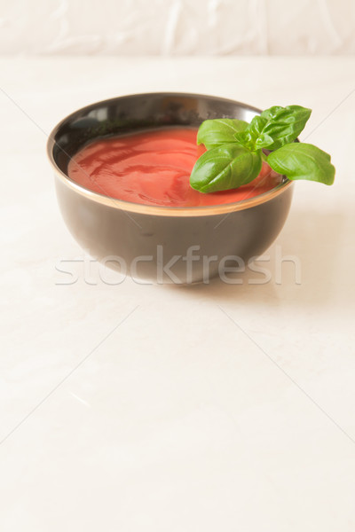 tomato soup in a black mask with gold edge Stock photo © Naltik
