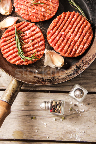 Raw Ground beef meat Burger steak cutlets 
 Stock photo © Naltik