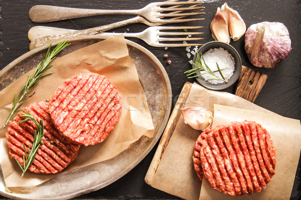 [[stock_photo]]: Brut · sol · boeuf · viande · Burger · steak