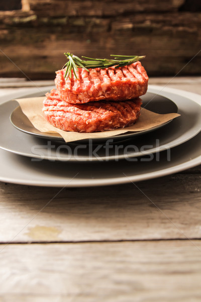 ストックフォト: 生 · 地上 · 牛肉 · 肉 · ハンバーガー · ステーキ