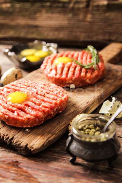 beer snack Beef tartare with pickled cucumber  Stock photo © Naltik