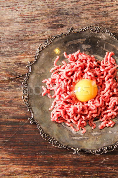 beer snack Beef tartare with pickled cucumber  Stock photo © Naltik