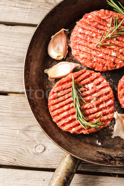 сырой землю говядины мяса Burger стейк Сток-фото © Naltik
