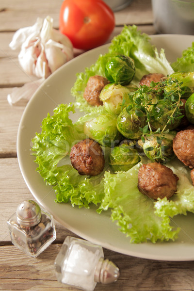 meatballs with cabbage on lettuce and basil  Stock photo © Naltik