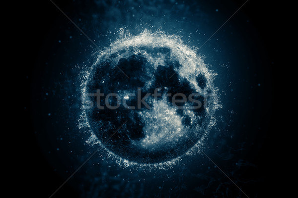 Stock photo: Planet in water - Moon. Science fiction art.
