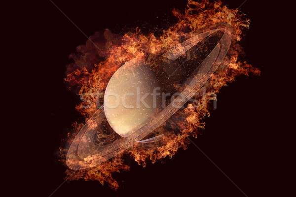 Planet in fire - Saturn. Science fiction art. Stock photo © NASA_images