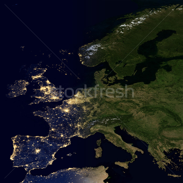 Luzes da cidade mapa do mundo europa elementos imagem cidade Foto stock © NASA_images