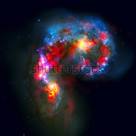 Stock fotó: Galaxisok · csillagkép · pár · eltorzult · spirál · elemek