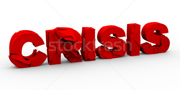 3D screpolato parola crisi illustrazione 3d rosso Foto d'archivio © nasirkhan