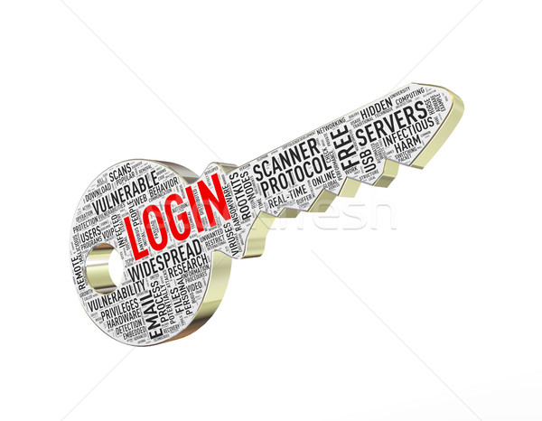 3d login wordcloud tag key  Stock photo © nasirkhan