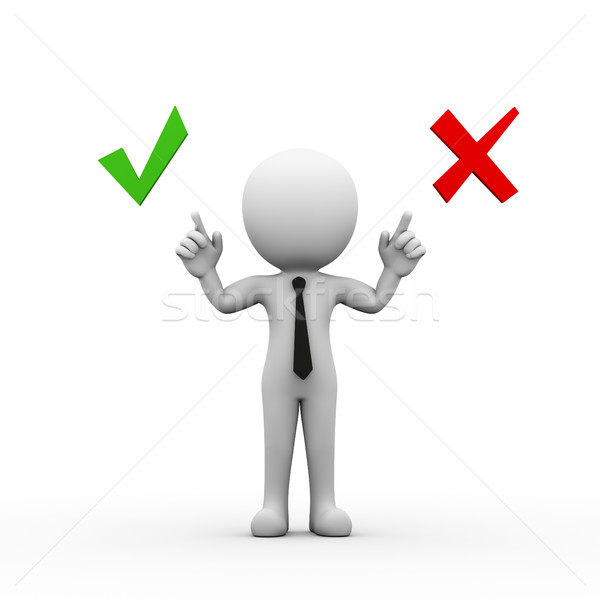 3d man yes and no symbol Stock photo © nasirkhan