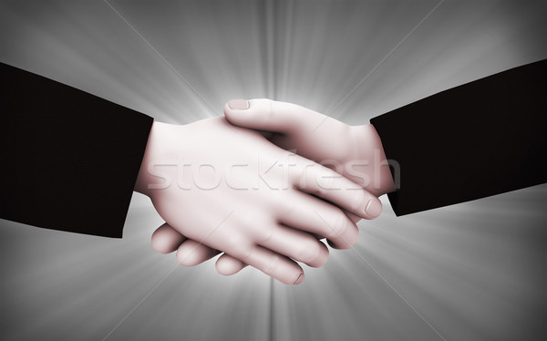 [[stock_photo]]: 3D · gens · d'affaires · handshake · illustration · homme · d'affaires