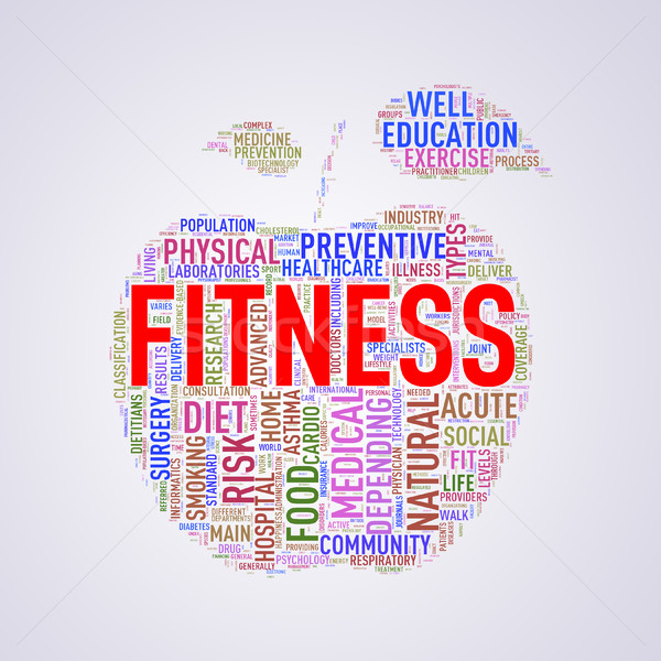 Healthcare apple shape wordcloud fitness Stock photo © nasirkhan