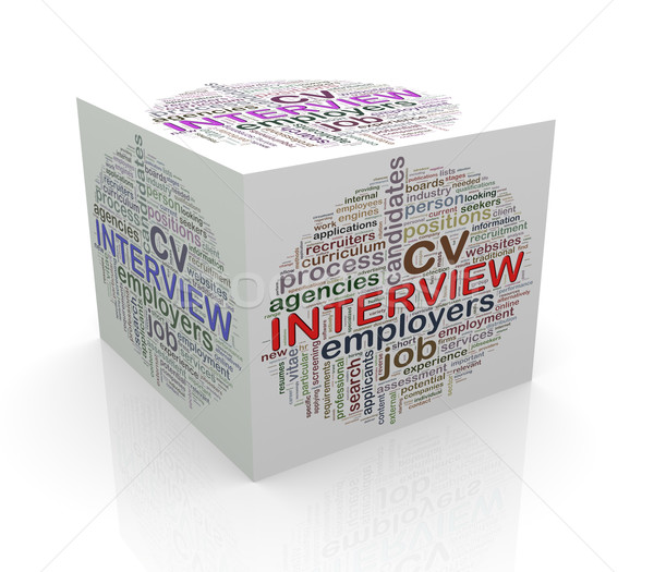 Word tags circular wordcloud of interview Stock photo © nasirkhan