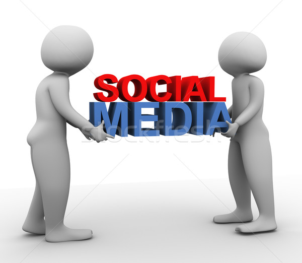 3d men with 'social media' Stock photo © nasirkhan
