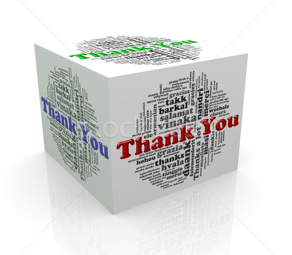 3d cube word tags wordcloud of thanks Stock photo © nasirkhan