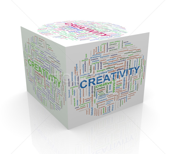 3d cube word tags wordcloud of creativity Stock photo © nasirkhan