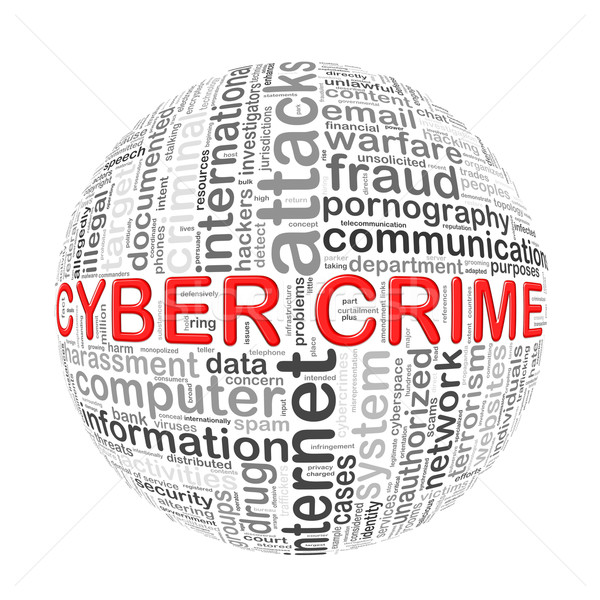 Wordcloud word tags ball of cyber crime Stock photo © nasirkhan