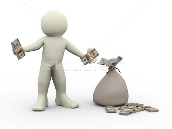 3d man with money bags Stock photo © nasirkhan