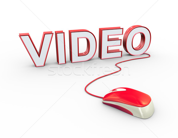 3d mouse attached to word text video Stock photo © nasirkhan