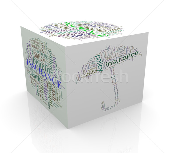 3D kocka szó címkék szófelhő életbiztosítás Stock fotó © nasirkhan