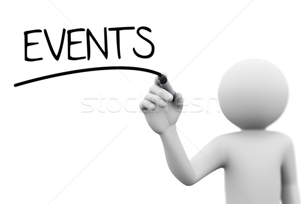 3d person writing events on transparent screen Stock photo © nasirkhan