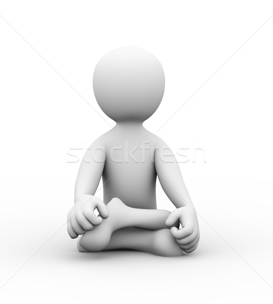 Foto stock: O · homem · 3d · ioga · posição · 3D · homem