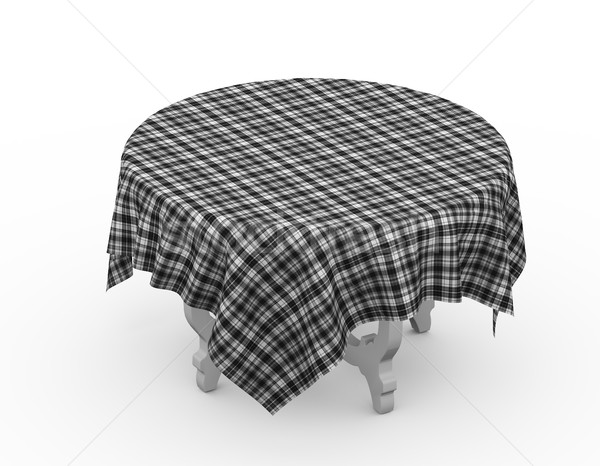 3d table with covered tartan plaid fabric cloth Stock photo © nasirkhan